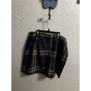 Women's Limited Wool Blend Purple Tan Black Plaid  Mini Skirt Size 6
